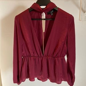 Sexy Burgundy Long Sleeve Top